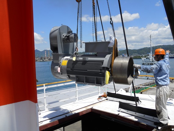 Main hoisting motor replacement work